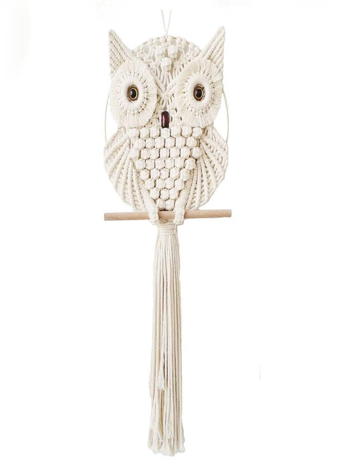 Achart Owl Macrame Wall Hanging-Hand Woven Boho Tapestry-Macrame Wall Decor -Owl Decor for Bedroom, Living Room, Nursery (Beige-Small) - Image 1